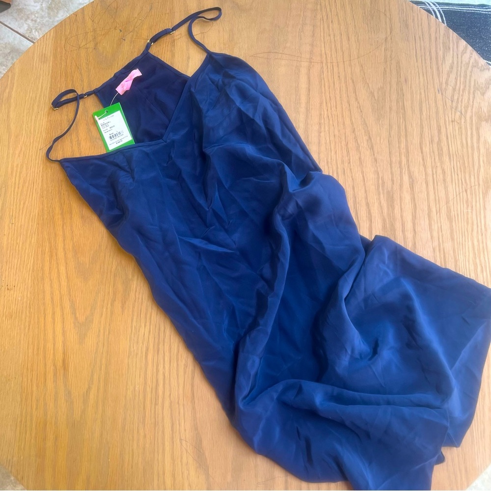 NWT Lily Pulitzer Silk Slip Dress in Navy - L